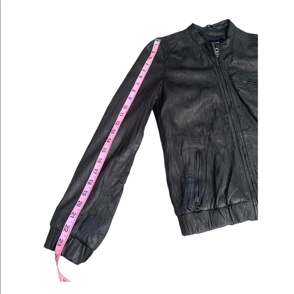 Joie 100% Genuine Leather Black Bomber Jacket. Size Small. - Picture 8 of 9